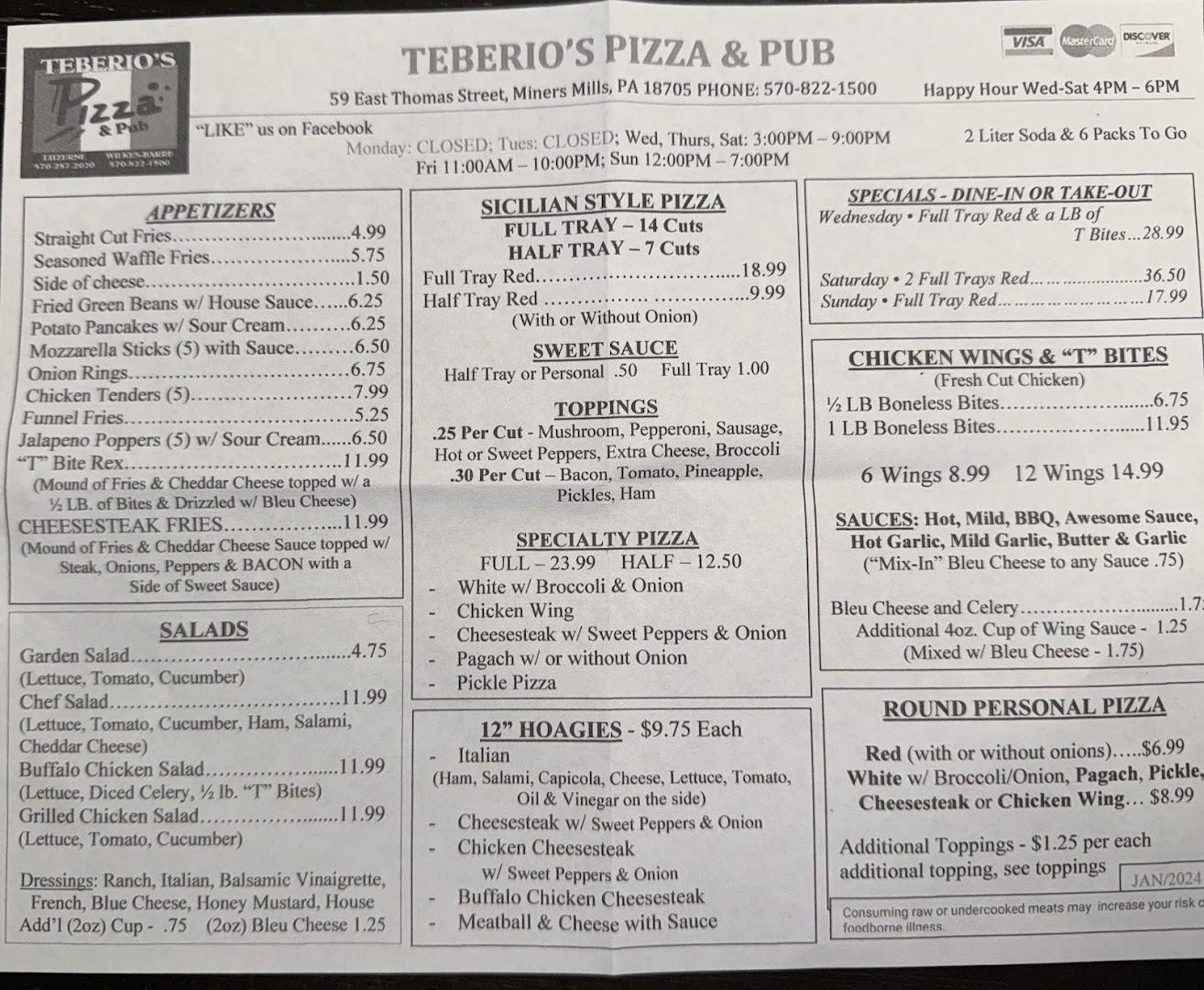 Teberio's Pizza & Pub Menu image 3